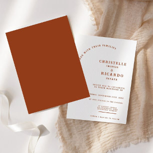 Simple terracotta minimalist wedding invitation