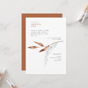 Simple Terracotta Modern Foliage Bridal Shower Invitation