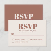Simple Terracotta Modern Minimalist Wedding RSVP