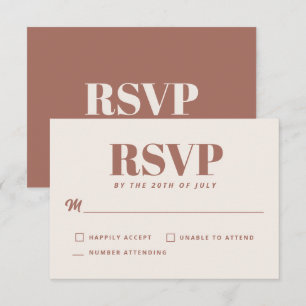 Simple Terracotta Modern Minimalist Wedding RSVP Card