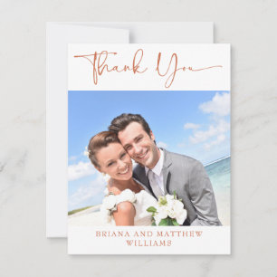 Simple Terracotta Modern Photo Thank You Card