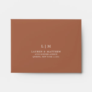 Simple Terracotta Monogram Elegant RSVP Wedding Envelope