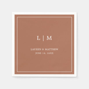 Simple Terracotta Monogram Elegant Wedding Napkin