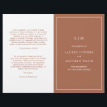 Simple Terracotta Monogram Elegant Wedding Program<br><div class="desc">Simple folded Wedding Program featuring a modern yet elegant design with your two initial monogram along with your details surrounded by a thin border on the front cover. The inside has your wedding party on the left side and your order of ceremony on the right side. All design elements are...</div>