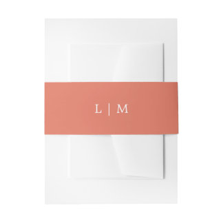 Simple Terracotta Monogram Minimal Elegant Wedding Invitation Belly Band
