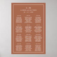 Simple Terracotta Monogram Wedding Seating Chart