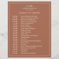 Simple Terracotta Monogram Wedding Timeline