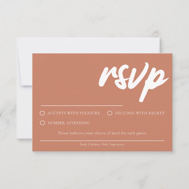 Simple Terracotta RSVP card With Meal Choice (Front)
