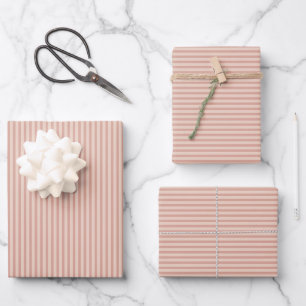 Simple Terracotta Rust Narrow Striped Pattern  Wrapping Paper Sheet