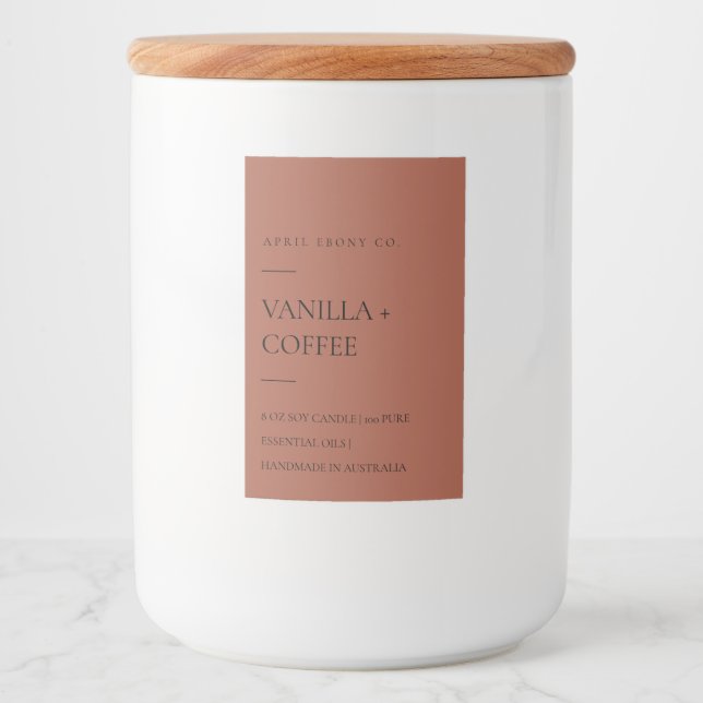 SIMPLE TERRACOTTA RUST RED MINIMAL MODERN CANDLE FOOD LABEL (Front)