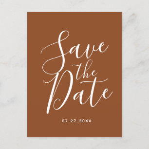 Simple Terracotta Save The Date Boho Wedding Postcard