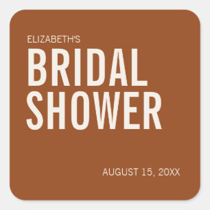 Simple Terracotta Typography Bridal Shower Square Sticker