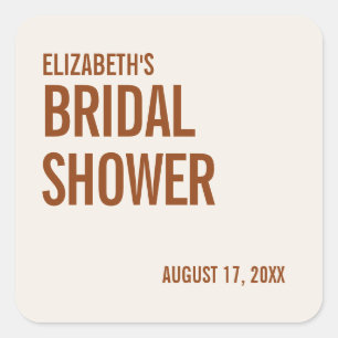 Simple Terracotta Typography Bridal Shower Square  Sticker