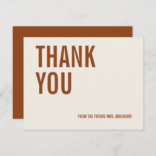Simple Terracotta Typography Bridal Thank You Card