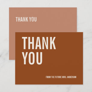Simple Terracotta Typography Bridal Thank You Card