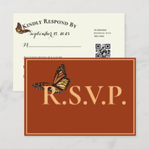 Simple Terracotta with Monarch Butterfly QRC RSVP