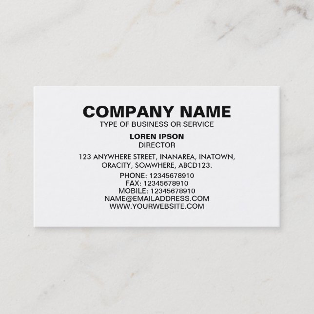Simple Text 06 - White Business Card (Front)