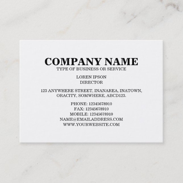 Simple Text 06a - White Business Card (Front)
