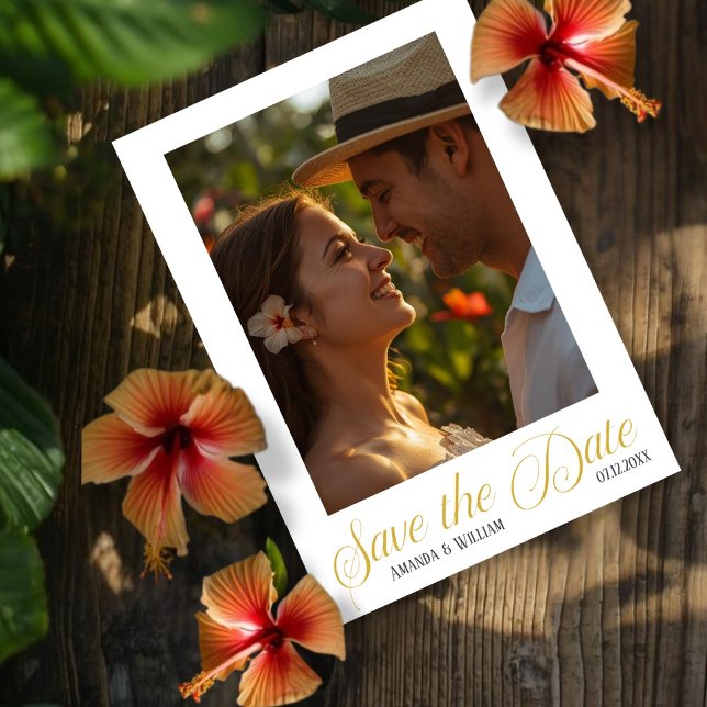 Simple Text and Photo Wedding Save The Date (Simple Text and Photo Wedding Save The Date in tropical environments)