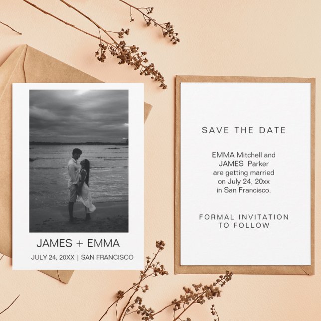 Simple  Text and Photo Weeding  Save The Date Card (Creator Uploaded)