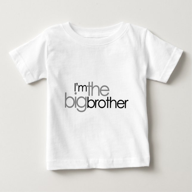 Simple Text Black and Grey Big Brother Baby T-Shirt (Front)