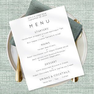Simple Text Black White or Any Colour Wedding Menu Poster