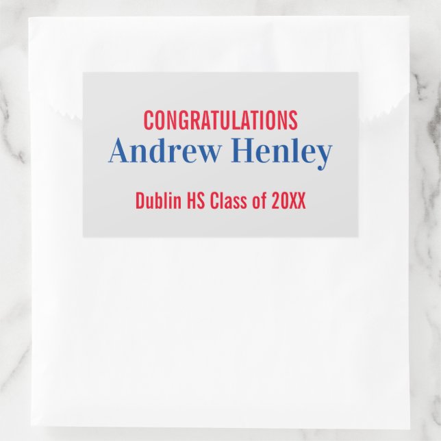 Simple Text Graduation Party Favour Rectangular Sticker (Bag)
