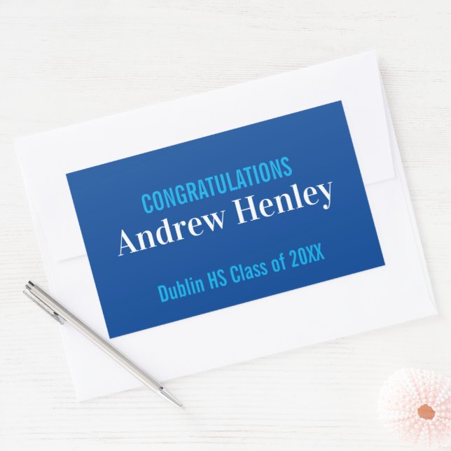 Simple Text Graduation Party Favour Rectangular Sticker (Envelope)