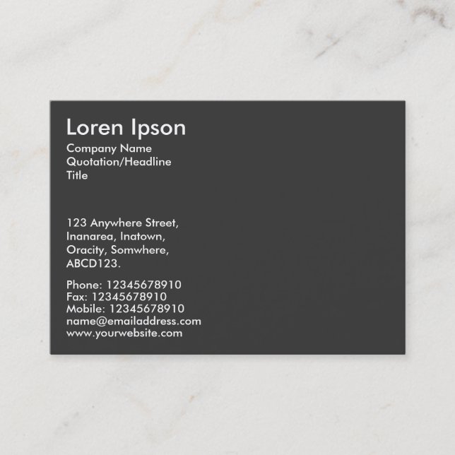 Simple Text - Grey Business Card (Front)