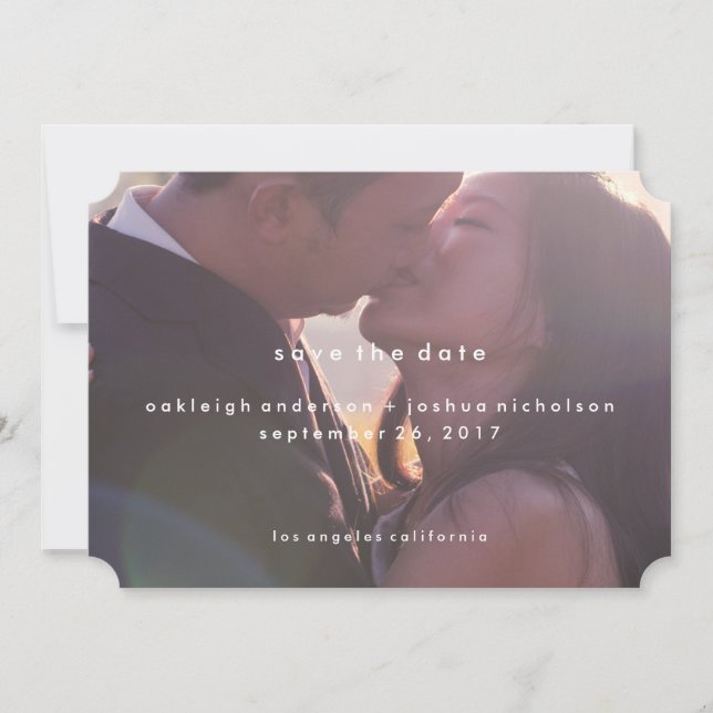 Simple Text | Modern Photo Save the Date (Front)