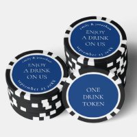 Simple Text Names Date Wedding Blue Drink Token