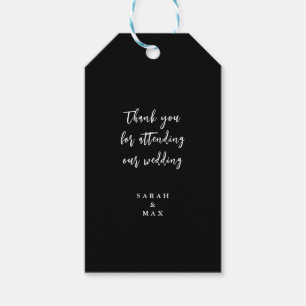 Simple Text Only Black Wedding Favour Gift Tags