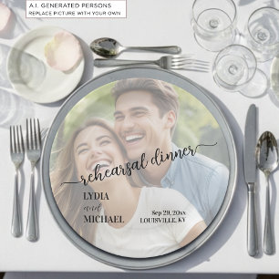 Simple Text Overlay Photo Rehearsal Dinner Paper Plate