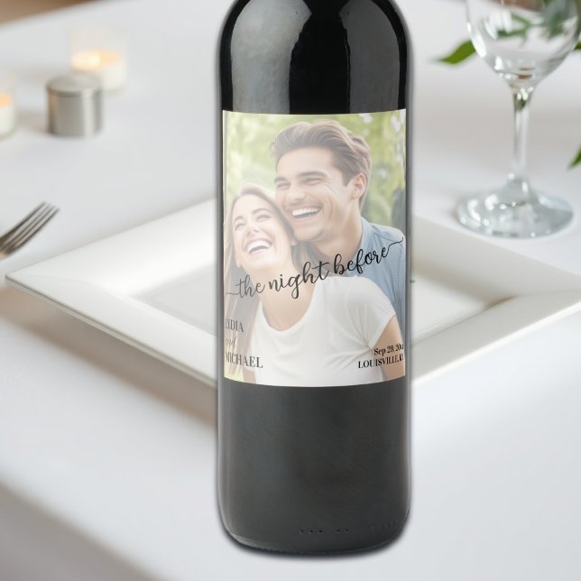 Simple Text Overlay Photo The Night Before Wine Label (Creator Uploaded)