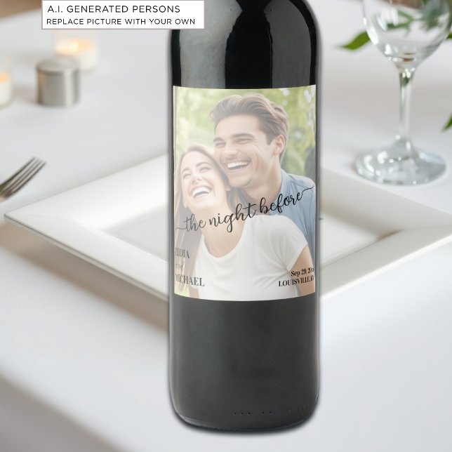 Simple Text Overlay Photo The Night Before Wine Label (Creator Uploaded)