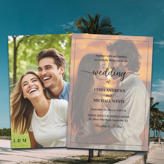 Simple Text Overlay Photo Wedding Invitation (Creator Uploaded)