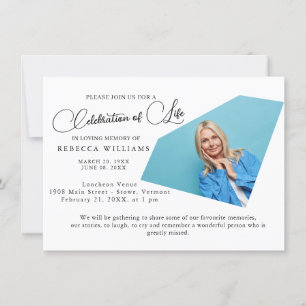Simple Text Photo Celebration of Life Invitations
