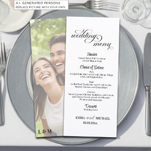 Simple Text Photo Overlay 4x9'' Wedding Menu