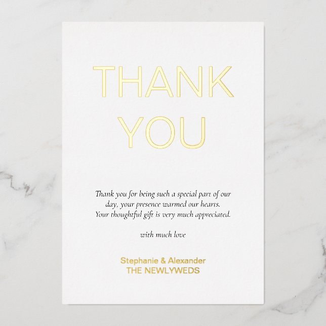 Simple Text Photo Wedding Thank You Real  (Front)