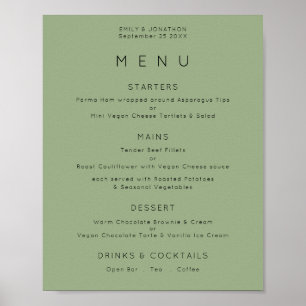 Simple Text Sage Green Wedding Menu Poster
