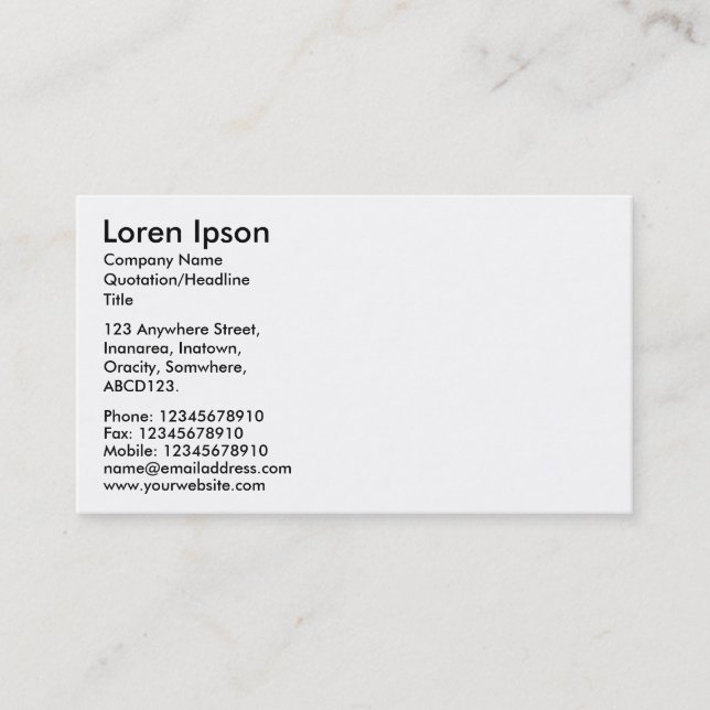 Simple Text - White Business Card (Front)