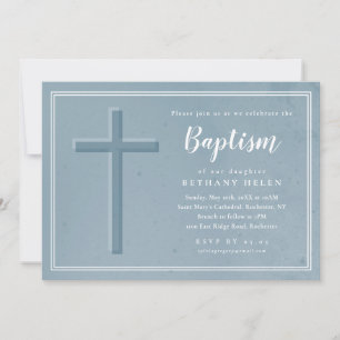 Simple textural cross baptism invitation
