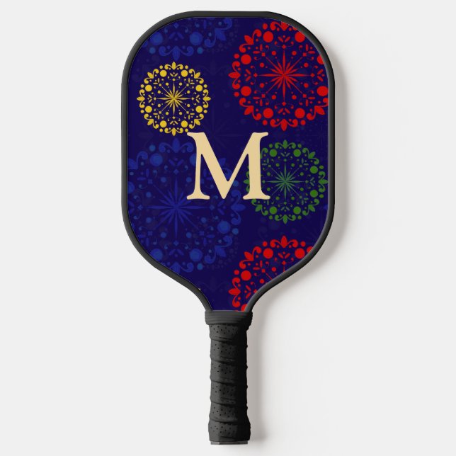 Simple textured snowy mandala pickleball paddle (Front)