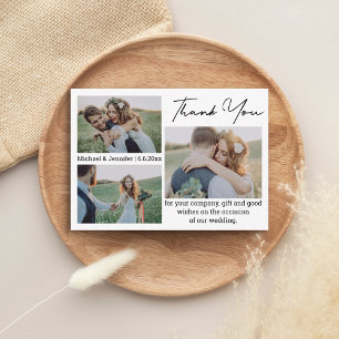 simple thank you 3 photos wedding card