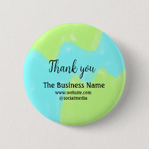 Simple thank you add business name details text t 6 cm round badge
