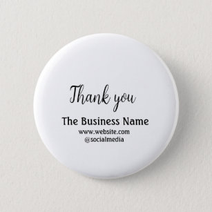 Simple thank you add business name details text  t 6 cm round badge