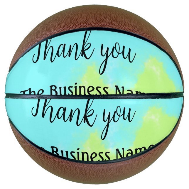 Simple thank you add business name details text  t basketball (Front)
