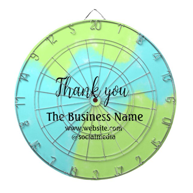 Simple thank you add business name details text  t dartboard (Front)