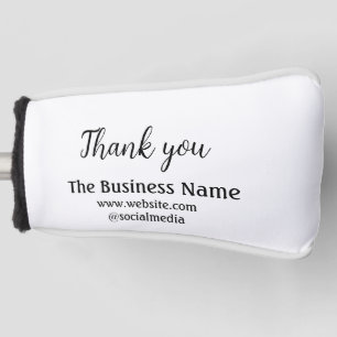 Simple thank you add business name details text t golf head cover