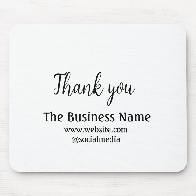Simple thank you add business name details text  t mouse pad (Front)